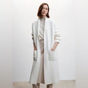 Mango Ivory Oversized Knitted Coat with Pockets